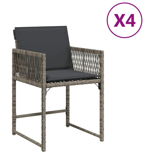 Garden Chairs with Cushions 4 pcs Grey Poly Rattan Garden Chairs with Cushions 4 pcs Grey Poly Rattan