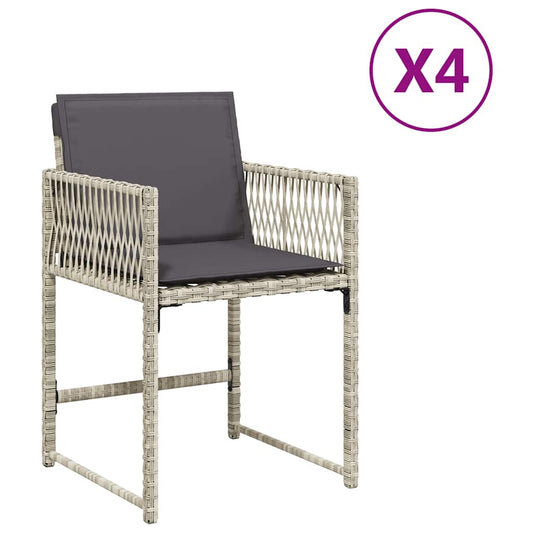 Garden Chairs with Cushions 4 pcs Light Grey Poly Rattan Garden Chairs with Cushions 4 pcs Light Grey Poly Rattan