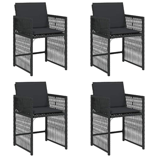 Garden Chairs with Cushions 4 pcs Black Poly Rattan Garden Chairs with Cushions 4 pcs Black Poly Rattan