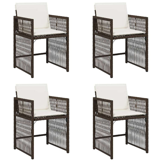 Garden Chairs with Cushions 4 pcs Brown Poly Rattan Garden Chairs with Cushions 4 pcs Brown Poly Rattan