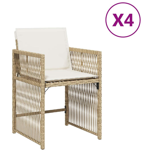 Garden Chairs with Cushions 4 pcs Beige Poly Rattan Garden Chairs with Cushions 4 pcs Beige Poly Rattan