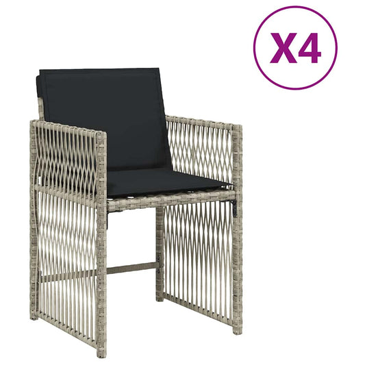 Garden Chairs with Cushions 4 pcs Light Grey Poly Rattan Garden Chairs with Cushions 4 pcs Light Grey Poly Rattan