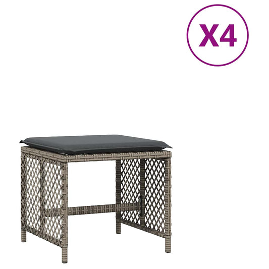 Garden Stools with Cushions 4 pcs Grey 41x41x36 cm Poly Rattan Garden Stools with Cushions 4 pcs Grey 41x41x36 cm Poly Rattan