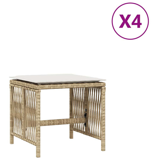 Garden Stools with Cushions 4 pcs Beige 41x41x36 cm Poly Rattan Garden Stools with Cushions 4 pcs Beige 41x41x36 cm Poly Rattan