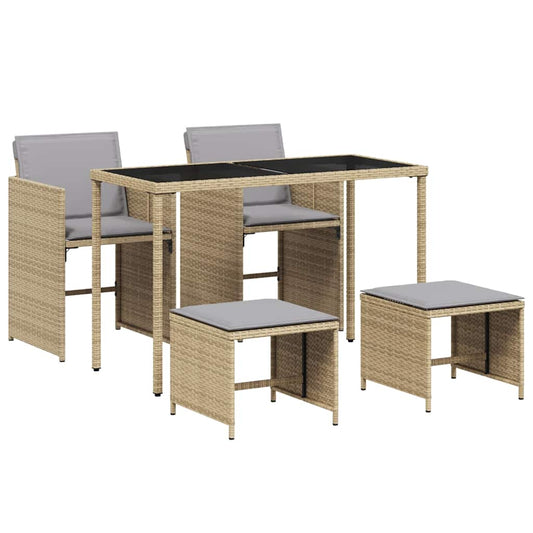 5 Piece Garden Dining Set with Cushions Mix Beige Poly Rattan 5 Piece Garden Dining Set with Cushions Mix Beige Poly Rattan