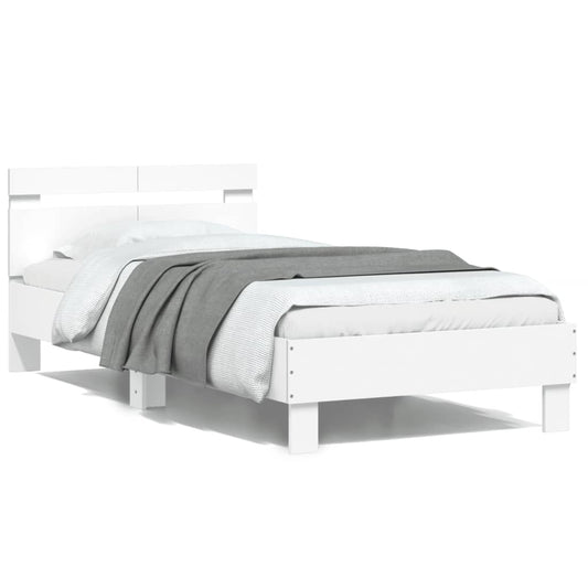 Bed Frame without Mattress with Headboard White 100x200 cm Bed Frame without Mattress with Headboard White 100x200 cm