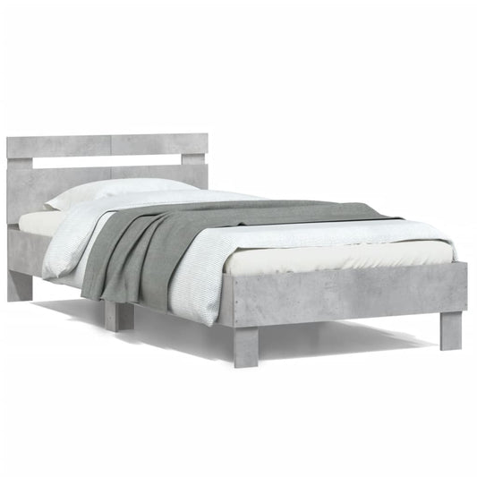 Bed Frame without Mattress with Headboard Concrete Grey 100x200 cm Bed Frame without Mattress with Headboard Concrete Grey 100x200 cm