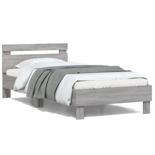 Bed Frame without Mattress with Headboard Grey Sonoma 100x200 cm Bed Frame without Mattress with Headboard Grey Sonoma 100x200 cm