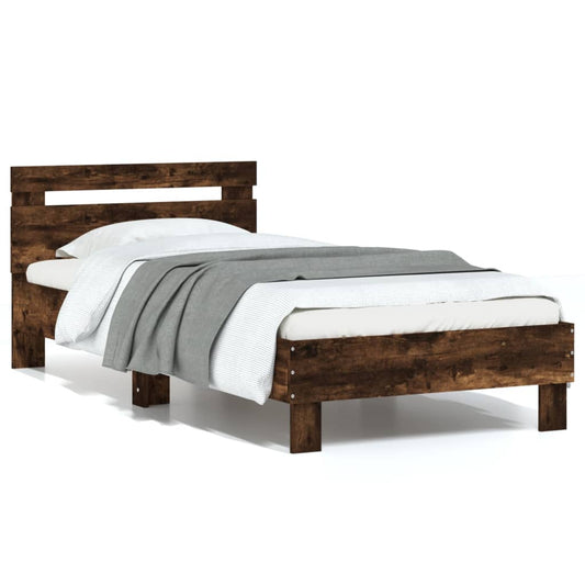 Bed Frame without Mattress with Headboard Smoked Oak 90x200 cm Bed Frame without Mattress with Headboard Smoked Oak 90x200 cm