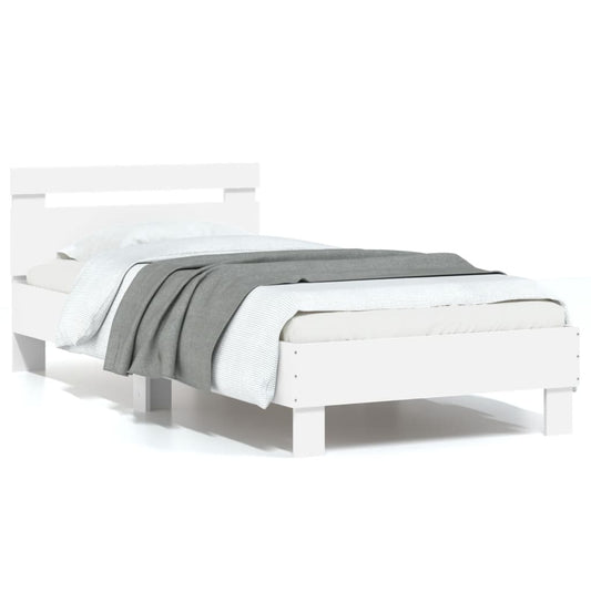 Bed Frame without Mattress with Headboard White 90x190 cm Single Bed Frame without Mattress with Headboard White 90x190 cm Single