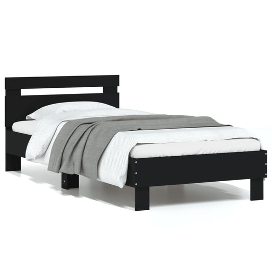 Bed Frame without Mattress with Headboard Black 75x190 cm Small Single Bed Frame without Mattress with Headboard Black 75x190 cm Small Single