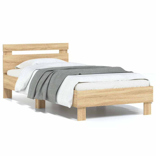 Bed Frame without Mattress with Headboard Sonoma Oak 75x190 cm Small Single Bed Frame without Mattress with Headboard Sonoma Oak 75x190 cm Small Single