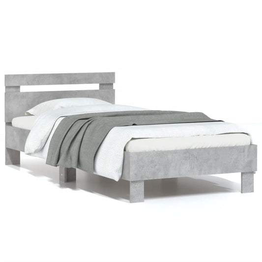 Bed Frame without Mattress with Headboard Concrete Grey 75x190 cm Small Single Bed Frame without Mattress with Headboard Concrete Grey 75x190 cm Small Single