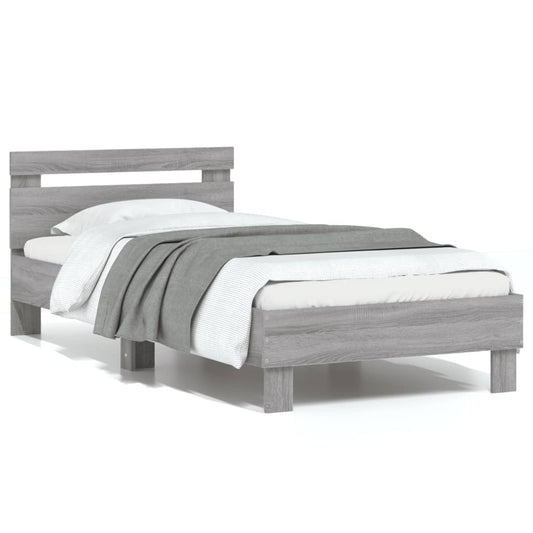 Bed Frame without Mattress with Headboard Grey Sonoma 75x190 cm Small Single Bed Frame without Mattress with Headboard Grey Sonoma 75x190 cm Small Single
