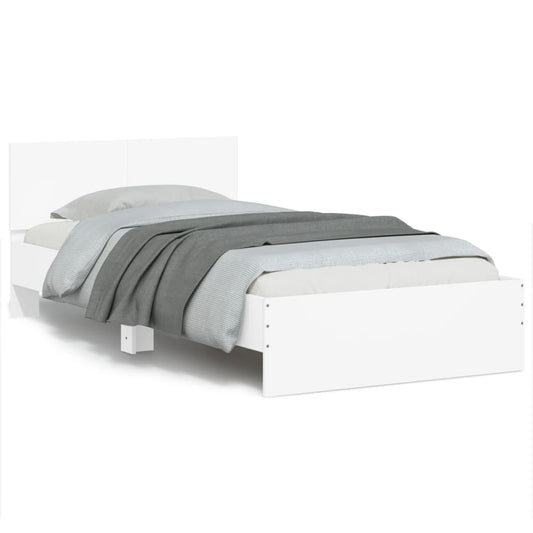 Bed Frame without Mattress with Headboard White 100x200 cm Bed Frame without Mattress with Headboard White 100x200 cm