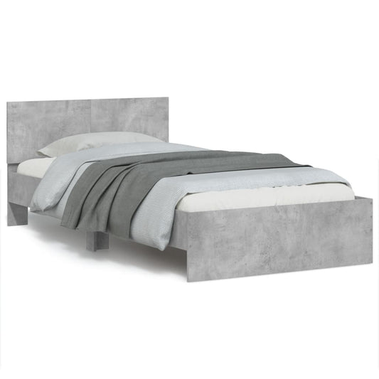 Bed Frame without Mattress with Headboard Concrete Grey 100x200 cm Bed Frame without Mattress with Headboard Concrete Grey 100x200 cm
