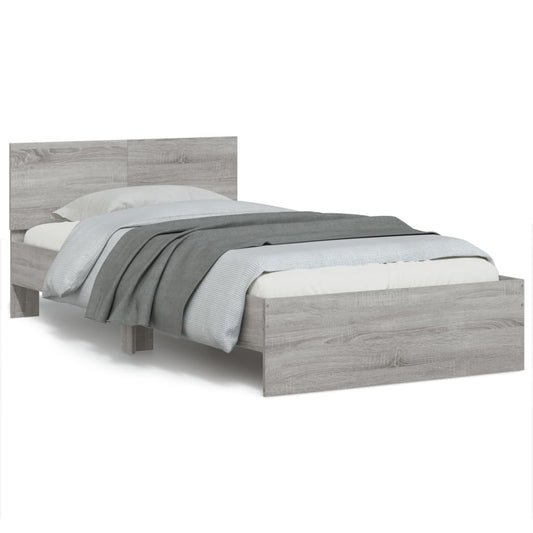 Bed Frame without Mattress with Headboard Grey Sonoma 100x200 cm Bed Frame without Mattress with Headboard Grey Sonoma 100x200 cm