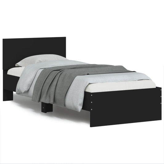 Bed Frame without Mattress with Headboard Black 90x200 cm Bed Frame without Mattress with Headboard Black 90x200 cm