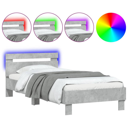 Bed Frame without Mattress with LED Concrete Grey 90x200 cm Bed Frame without Mattress with LED Concrete Grey 90x200 cm