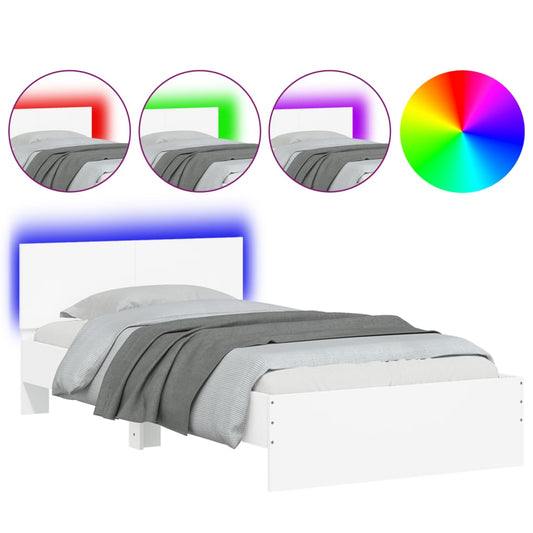 Bed Frame without Mattress with LED Lights White 100x200 cm Bed Frame without Mattress with LED Lights White 100x200 cm