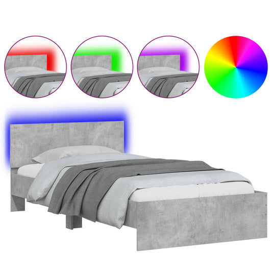 Bed Frame without Mattress with LED Lights Concrete Grey 100x200 cm Bed Frame without Mattress with LED Lights Concrete Grey 100x200 cm