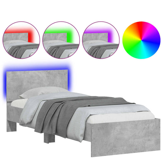 Bed Frame without Mattress with LED Lights Concrete Grey 90x200 cm Bed Frame without Mattress with LED Lights Concrete Grey 90x200 cm