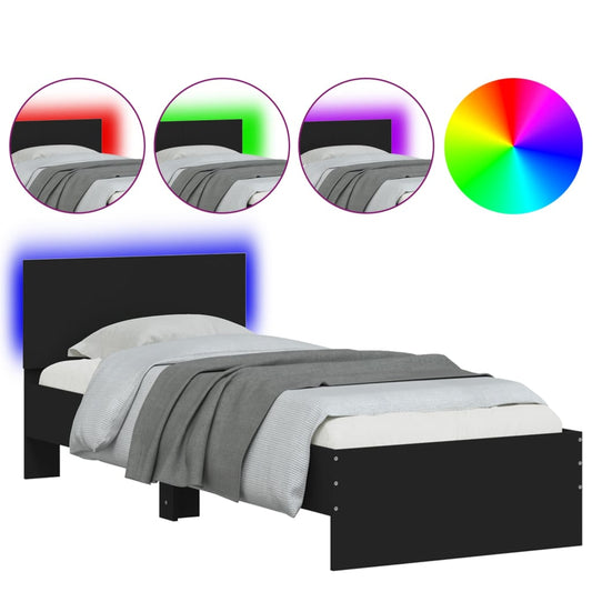 Bed Frame without Mattress with LED Lights Black 75x190 cm Bed Frame without Mattress with LED Lights Black 75x190 cm