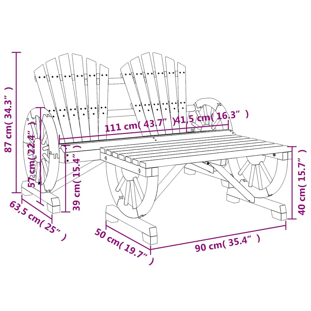Garden Lounge Set | Natural Wood | Solid Fir Wood | Medium | Durable