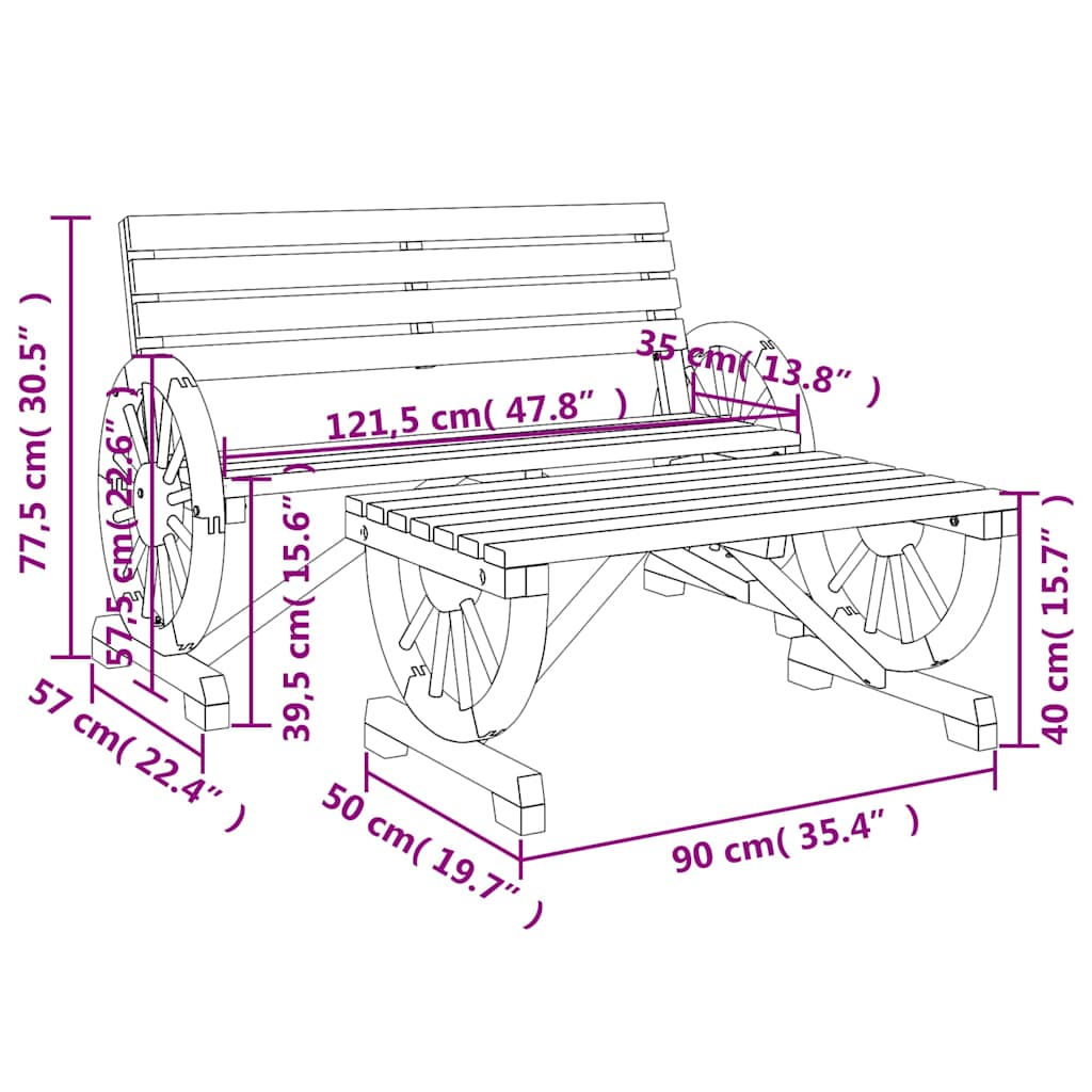 2 Piece Garden Lounge Set Solid Wood Fir