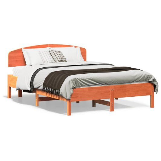 Bed Frame without Mattress Wax Brown 140x190 cm Solid Wood Pine Bed Frame without Mattress Wax Brown 140x190 cm Solid Wood Pine