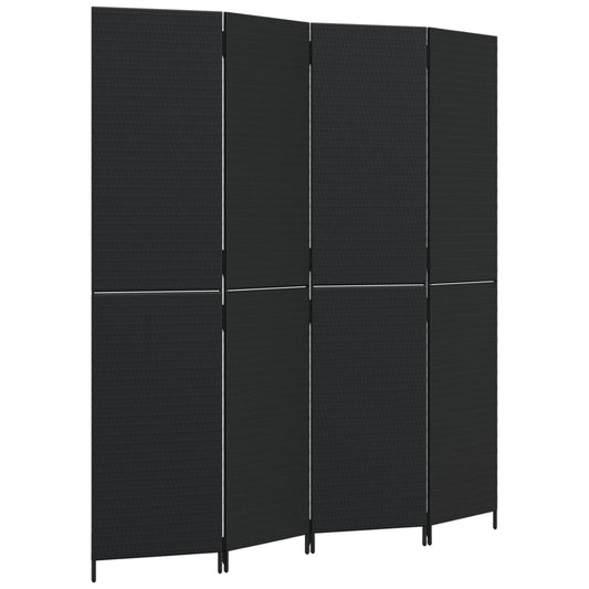 Room Divider 4 Panels Black Poly Rattan Room Divider 4 Panels Black Poly Rattan