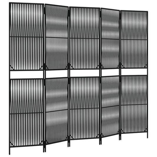 Room Divider 5 Panels Black Poly Rattan Room Divider 5 Panels Black Poly Rattan