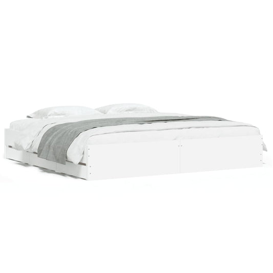Bed Frame with Drawers without Mattress White 200x200 cm Bed Frame with Drawers without Mattress White 200x200 cm