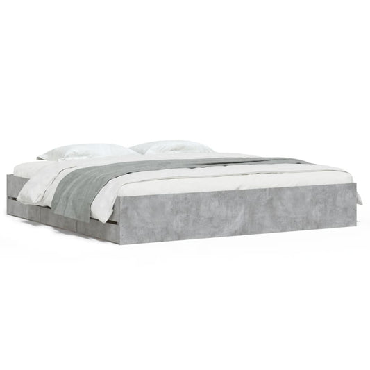 Bed Frame with Drawers without Mattress Concrete Grey 200x200 cm Bed Frame with Drawers without Mattress Concrete Grey 200x200 cm