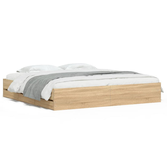 Bed Frame with Drawers without Mattress Sonoma Oak 160x200 cm Bed Frame with Drawers without Mattress Sonoma Oak 160x200 cm