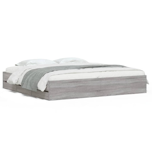Bed Frame with Drawers without Mattress Grey Sonoma 160x200 cm Bed Frame with Drawers without Mattress Grey Sonoma 160x200 cm