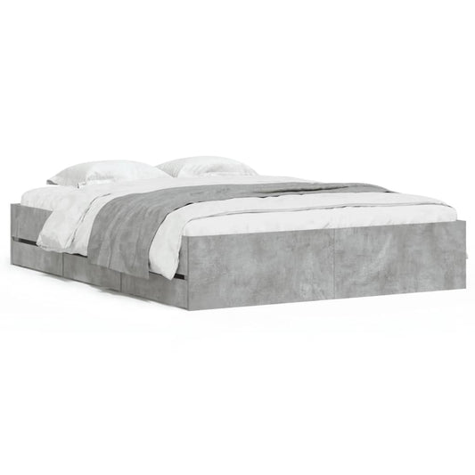 Bed Frame with Drawers without Mattress Concrete Grey 150x200 cm King Size Bed Frame with Drawers without Mattress Concrete Grey 150x200 cm King Size