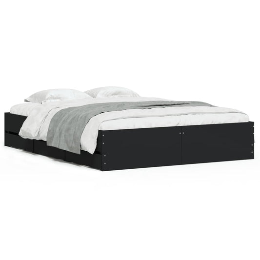 Bed Frame with Drawers without Mattress Black 140x200 cm Bed Frame with Drawers without Mattress Black 140x200 cm