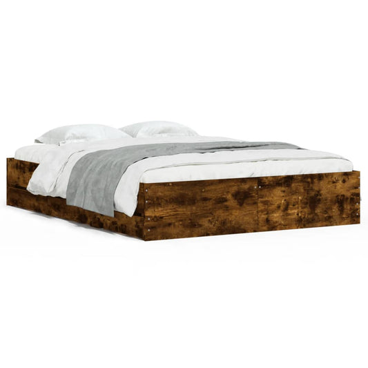 Bed Frame with Drawers without Mattress Smoked Oak 140x200 cm Bed Frame with Drawers without Mattress Smoked Oak 140x200 cm