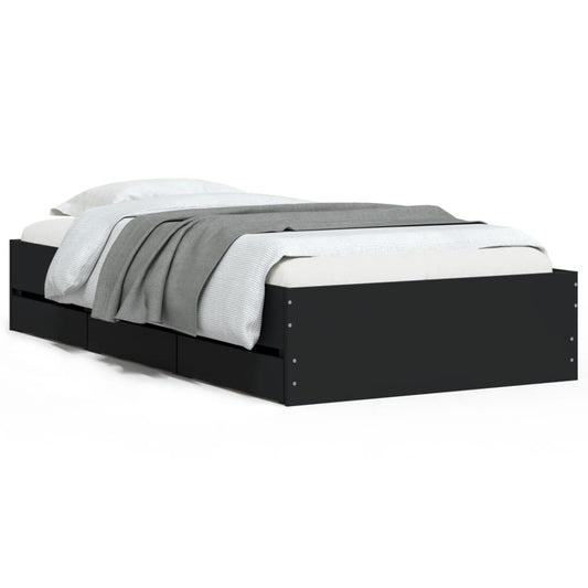 Bed Frame with Drawers without Mattress Black 100x200 cm Bed Frame with Drawers without Mattress Black 100x200 cm
