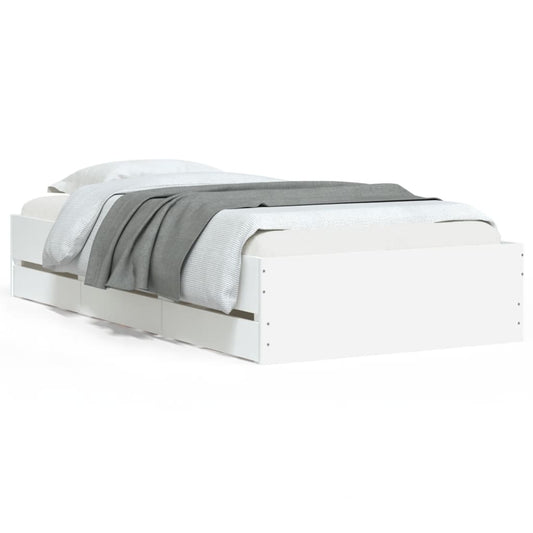 Bed Frame with Drawers without Mattress White 90x200 cm Bed Frame with Drawers without Mattress White 90x200 cm