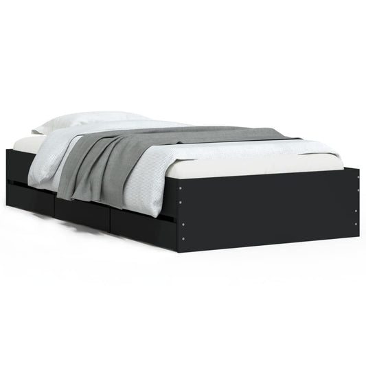 Bed Frame with Drawers without Mattress Black 90x200 cm Bed Frame with Drawers without Mattress Black 90x200 cm
