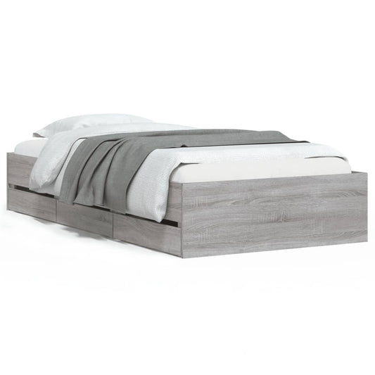 Bed Frame with Drawers without Mattress Grey Sonoma 90x200 cm Bed Frame with Drawers without Mattress Grey Sonoma 90x200 cm