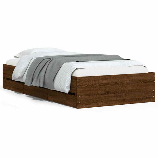 Bed Frame with Drawers without Mattress Brown Oak 90x200 cm Bed Frame with Drawers without Mattress Brown Oak 90x200 cm