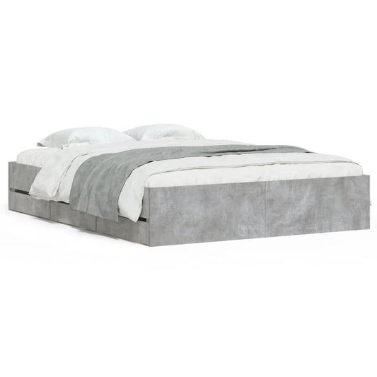 Bed Frame with Drawers without Mattress Concrete Grey 140x190 cm Bed Frame with Drawers without Mattress Concrete Grey 140x190 cm