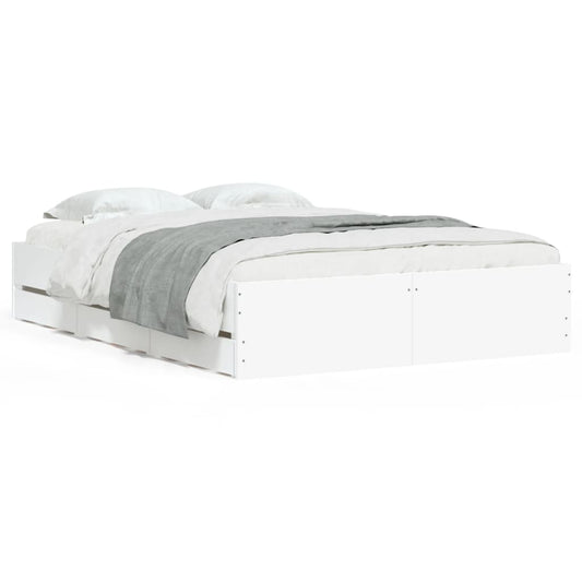 Bed Frame with Drawers without Mattress White 135x190 cm Double Bed Frame with Drawers without Mattress White 135x190 cm Double