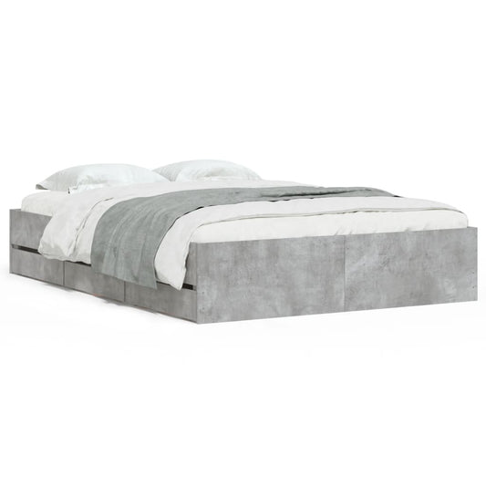 Bed Frame with Drawers without Mattress Concrete Grey 135x190 cm Double Bed Frame with Drawers without Mattress Concrete Grey 135x190 cm Double