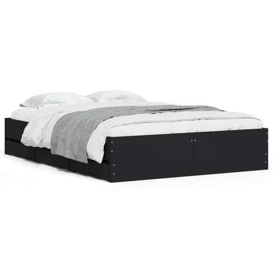 Bed Frame with Drawers without Mattress Black 120x190 cm Small Double Bed Frame with Drawers without Mattress Black 120x190 cm Small Double