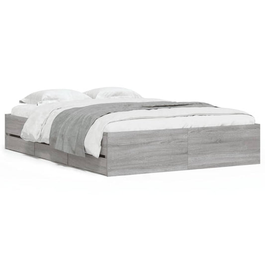 Bed Frame with Drawers without Mattress Grey Sonoma 120x190 cm Small Double Bed Frame with Drawers without Mattress Grey Sonoma 120x190 cm Small Double