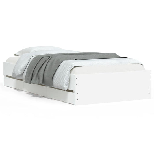 Bed Frame with Drawers without Mattress White 90x190 cm Single Bed Frame with Drawers without Mattress White 90x190 cm Single